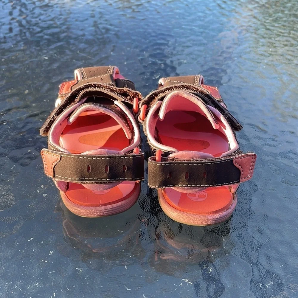 TIMBERLAND Toddler's Mad River Close Toe Sandal Pink & Brown Hiking Sz 9